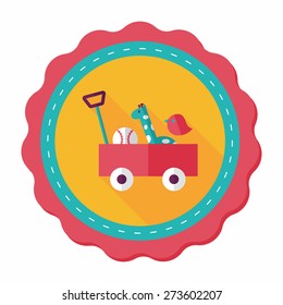 toy cart flat icon with long shadow,eps10