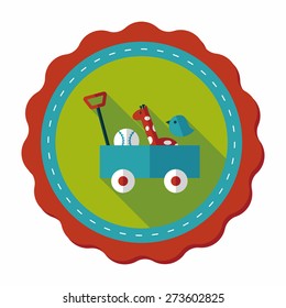 toy cart flat icon with long shadow,eps10