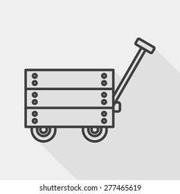 toy cart flat icon with long shadow, line icon