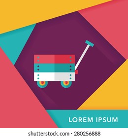 toy cart flat icon with long shadow,eps10