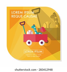 toy cart flat icon with long shadow,eps10