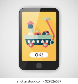 toy cart flat icon with long shadow,eps10