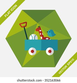toy cart flat icon with long shadow,eps10