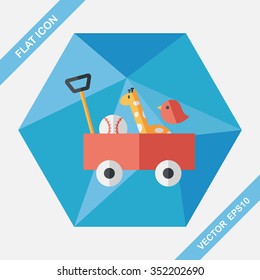 toy cart flat icon with long shadow,eps10