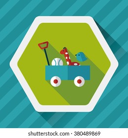 toy cart flat icon with long shadow,eps10