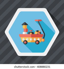 toy cart flat icon with long shadow,eps10