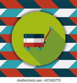 toy cart flat icon with long shadow,eps10
