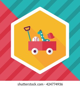 toy cart flat icon with long shadow,eps10