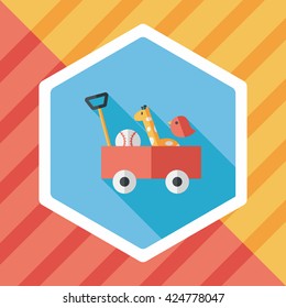 toy cart flat icon with long shadow,eps10