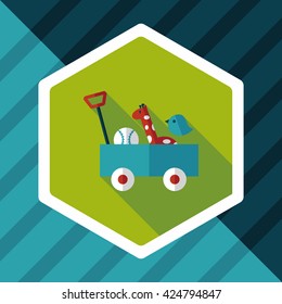 toy cart flat icon with long shadow,eps10