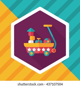 toy cart flat icon with long shadow,eps10