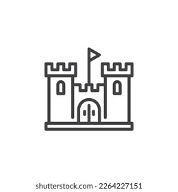 Toy castle line icon. linear style sign for mobile concept and web design. Castle with towers outline vector icon. Symbol, logo illustration. Vector graphics