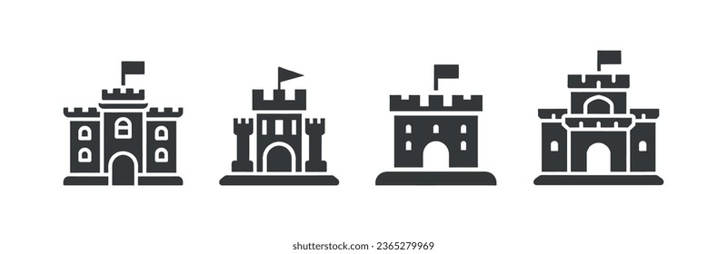 El castillo de juguete estableció el icono vector. signo plano relleno para concepto móvil y diseño web. Castillo con icono de glifo de torres. Símbolo, ilustración del logotipo. Gráficos vectoriales