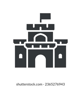 Toy castle vector icon. filled flat sign for mobile concept and web design. Castle with towers glyph icon. Symbol, logo illustration. Vector graphics