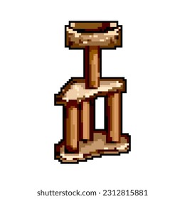 toy cat tree game pixel art retro vector. bit toy cat tree. old vintage illustration