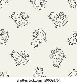 toy chicken doodle seamless pattern background