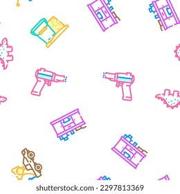 toy child baby play vector seamless pattern thin line illustration