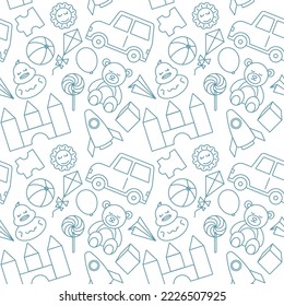 Toy Children Kid Seamless Pattern Outline Background