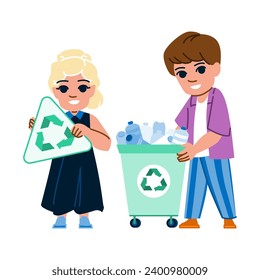 toy children recycled materials  vector.  creative hand, plastic eco, craft fun toy children recycled materials character. people flat cartoon illustration