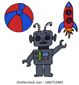 Toy for children. Vector hand draw illustration isolated on white background