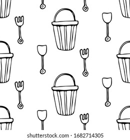 Toy for children. Vector hand draw seamless pattern isolated on white background