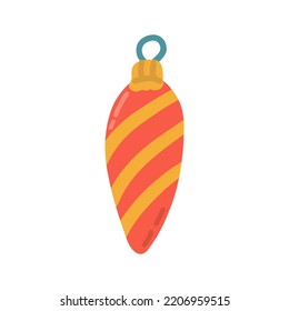 Toy Christmas tree decoration, vector flat illustration on white background.