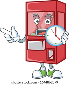 Toy claw machine cartoon character style with a clock
