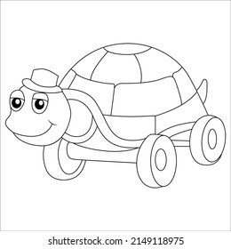 Toy coloring page. Coloring book outdoor sport theme. Funny toy on white background. Vector illustration for children education.