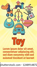 Toy concept banner. Cartoon banner of toy vector concept for web, giftcard and postcard