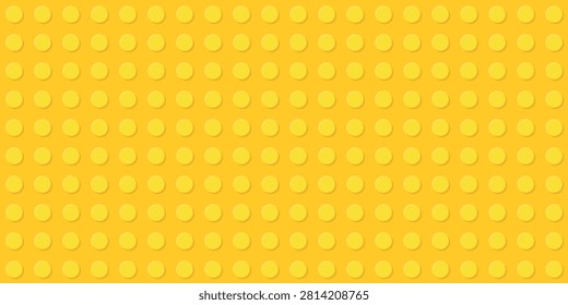 Toy constructor Background. Bright yellow studded baseplate texture, seamless pattern. Constructor Template suitable for educational materials, children’s content.