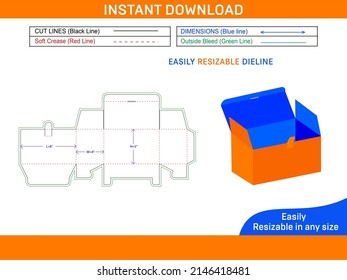 Toy corrugated box dieline template and 3D vector file