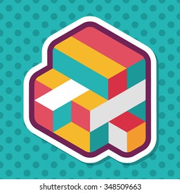 toy cube flat icon with long shadow,eps10