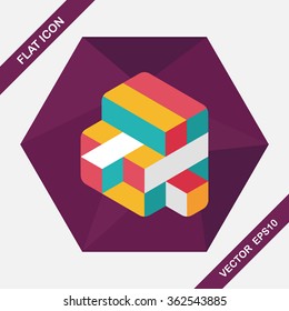 toy cube flat icon with long shadow,eps10