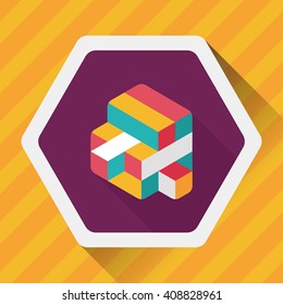 toy cube flat icon with long shadow,eps10