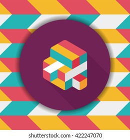 toy cube flat icon with long shadow,eps10