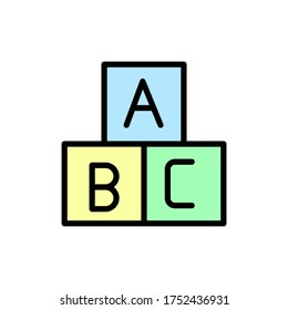 Toy, cube, letters icon. Simple color with outline vector elements of kindergarten icons for ui and ux, website or mobile application