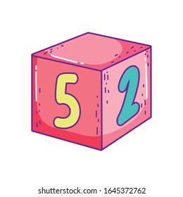 toy cube number block learn icon on white background vector illustration