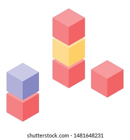 Toy cubes icon. Isometric of toy cubes vector icon for web design isolated on white background