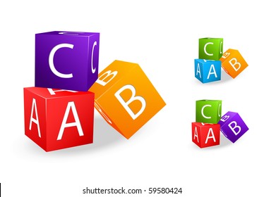 toy cubes with letter a b c