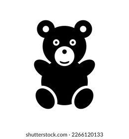 Un lindo ícono de oso de peluche. Regalo suave muñeca sentada para bebé con buen humor de buen humor vector diseño dulce