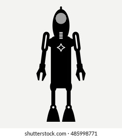 toy cyborg, retro robot, vector robot silhouette 