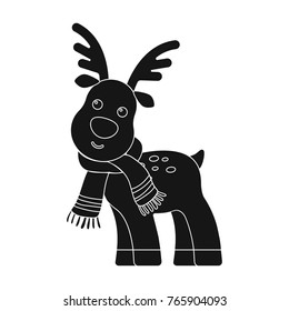 Toy deer single icon in black style for design.Christmas vector symbol stock illustration web.