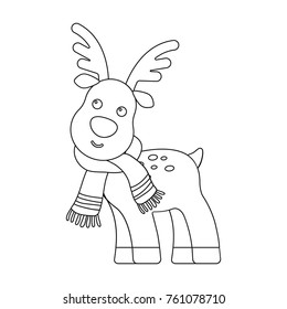Toy deer single icon in outline style for design.Christmas vector symbol stock illustration web.