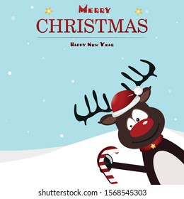 Toy deer vector, Christmas tree decoration. Design for Christmas card. Merry Christmas and Happy New Year design in traditional style. 