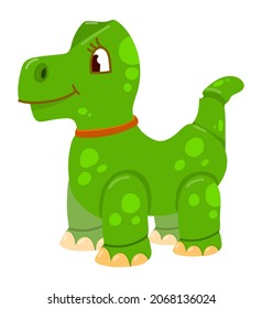 Toy dinosaur. Cute green dino. Cartoon character