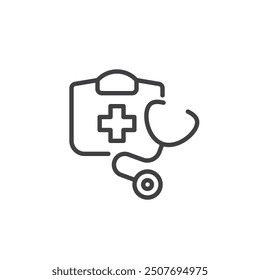 Toy Doctor Kit line icon. linear style sign for mobile concept and web design. Medical toy kit outline vector icon. Symbol, logo illustration. Vector graphics