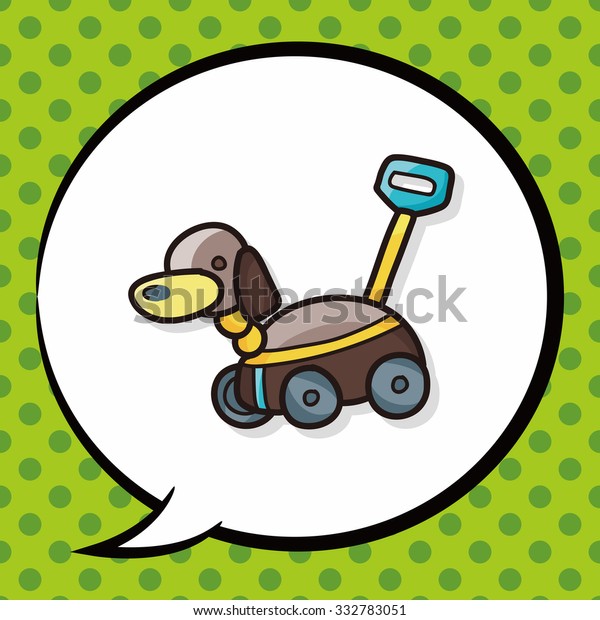 toy dog car doodle, speech\
bubble