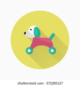 Toy dog icon , Vector flat long shadow design. Children's toys concept.