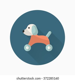 Toy dog icon , Vector flat long shadow design. Children's toys concept.