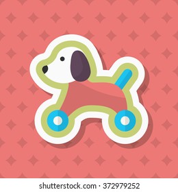 Toy dog icon , Vector flat long shadow design. Children's toys concept.